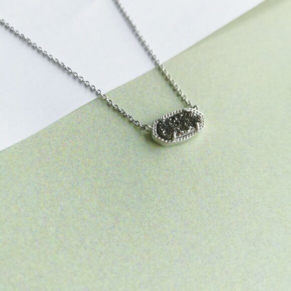 Kendra Scott Elisa Platinum Drusy Necklace - Silver - Picture 3 of 4